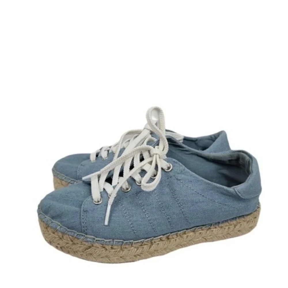 Steve Madden Tamilyn Denim Chambray Textile Espadrilles 6.5